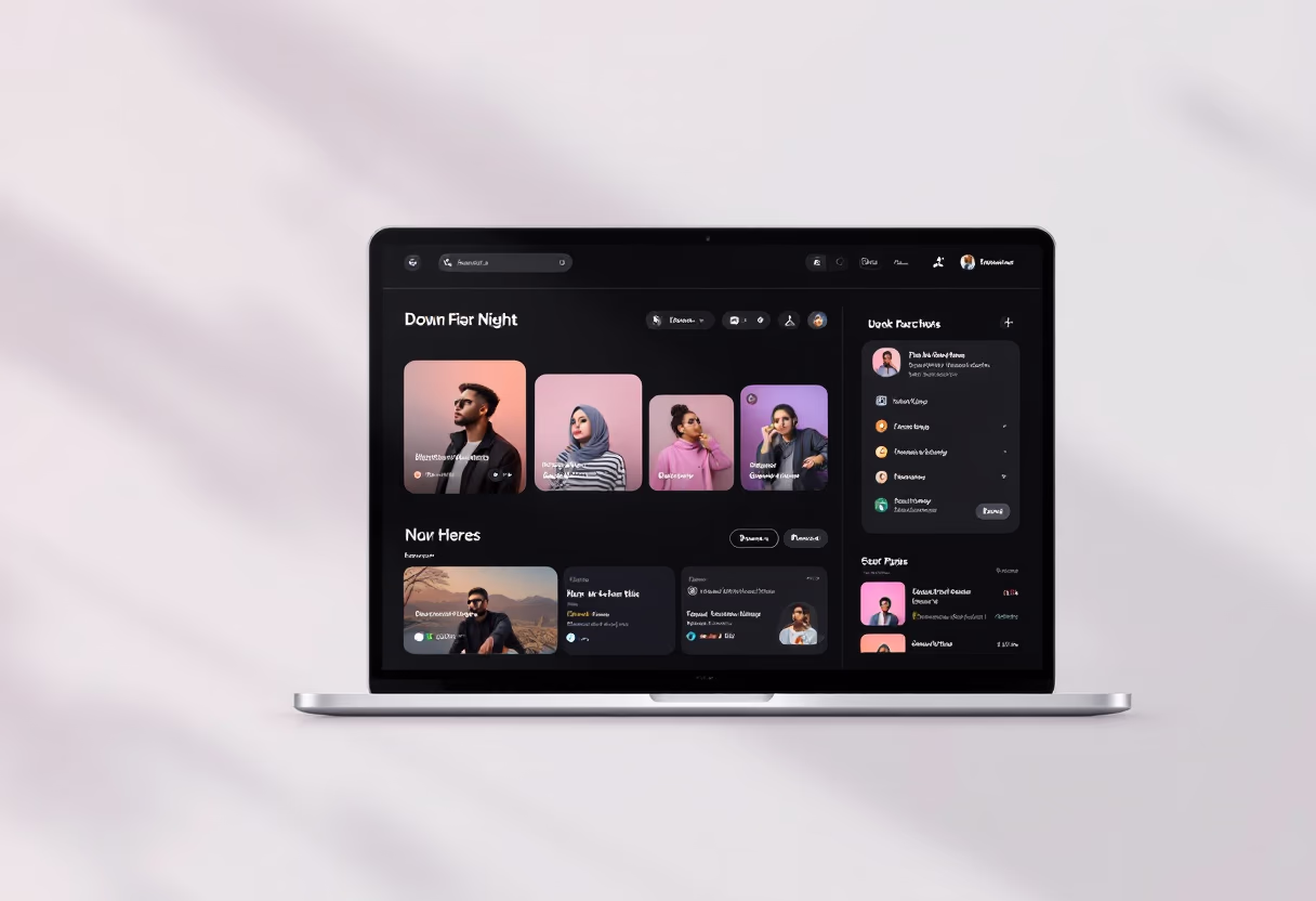 [interface] graphic design of a sleek and modern digital interface for an ai marketing tech company